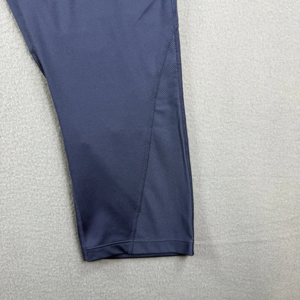 Nike Dri-FIT Womens 3X Navy Blue Cropped Athletic Leggings Mesh Panel Drawstring